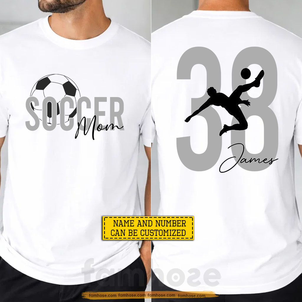 Personalized Soccer Mama Two-sided T-shirt, Soccer Mom Tees Mother's Day Gift For Soccer Lovers