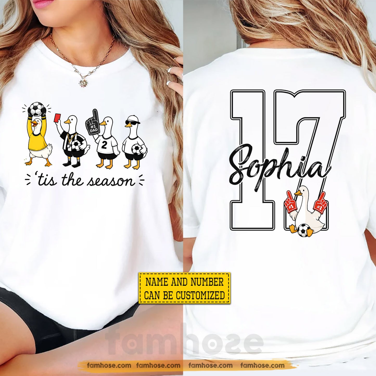 Personalized Global Football Tournament Two-sided T-shirt, Duck 'Tis The Season Sport Tees Gift For Soccer Lovers