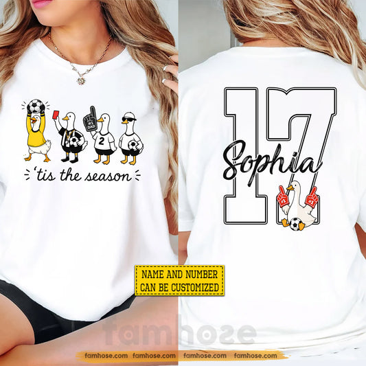 Personalized Global Football Tournament Two-sided T-shirt, Duck 'Tis The Season Sport Tees Gift For Soccer Lovers