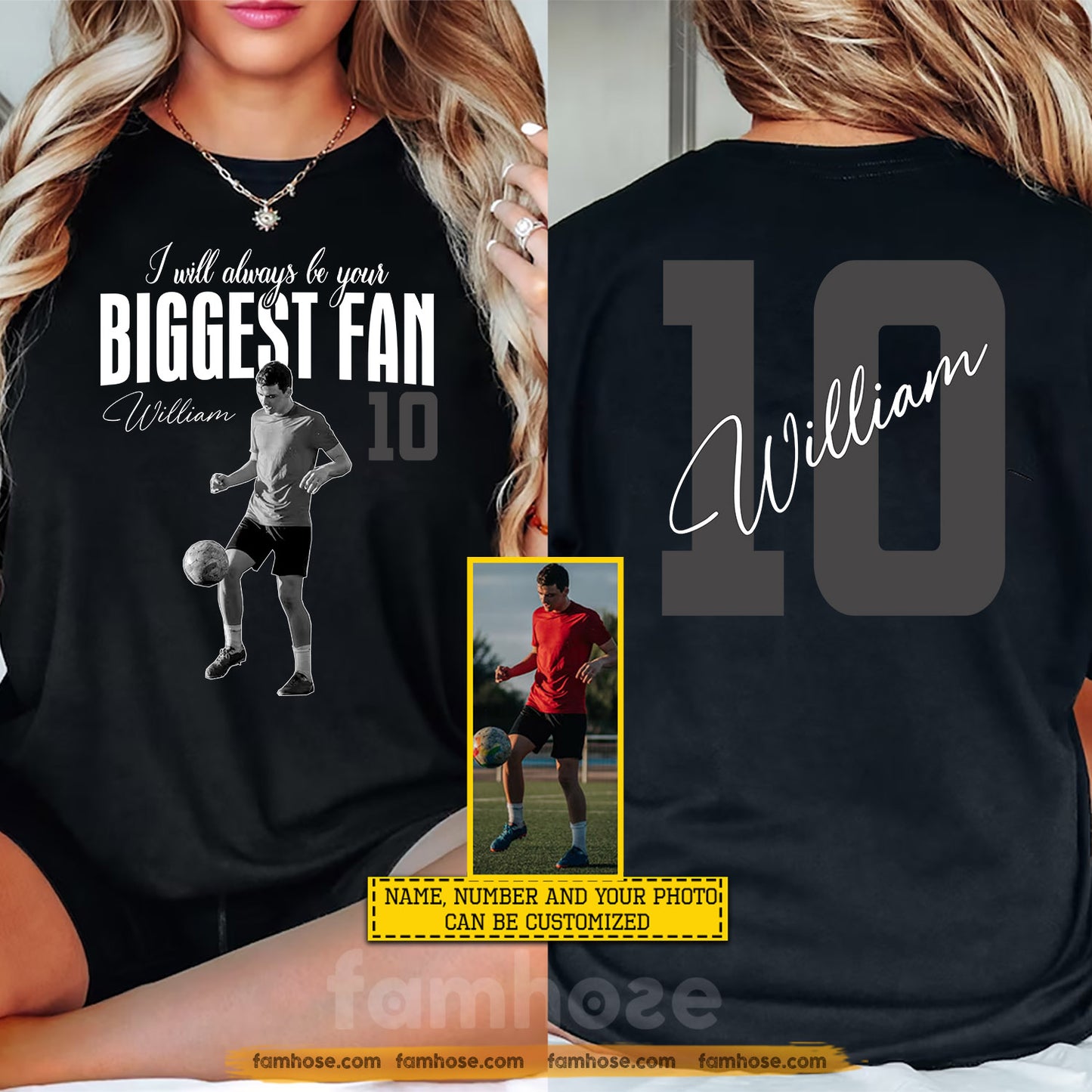Personalized Soccer Two-sided T-shirt, I Will Always Be Your Biggest Fan Sport Tees World Soccer Event Gift For Soccer Lovers