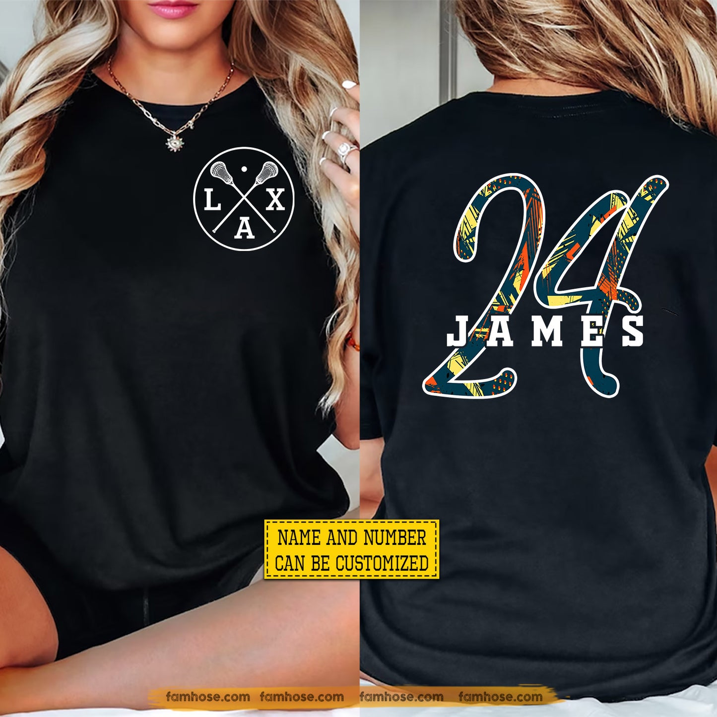 Personalized Lacrosse Two-sided T-shirt, LAX Life Custom Sport Tees Gift For Lacrosse Lover