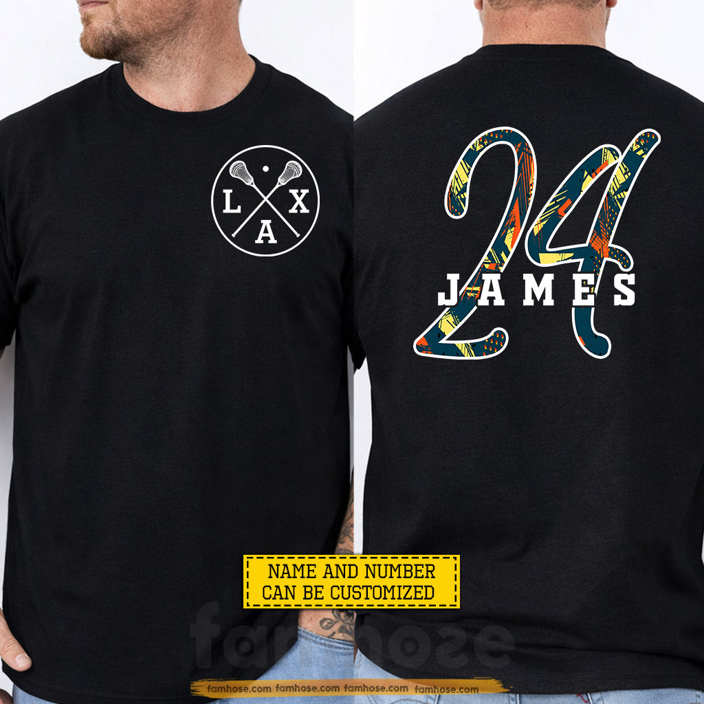 Personalized Lacrosse Two-sided T-shirt, LAX Life Custom Sport Tees Gift For Lacrosse Lover