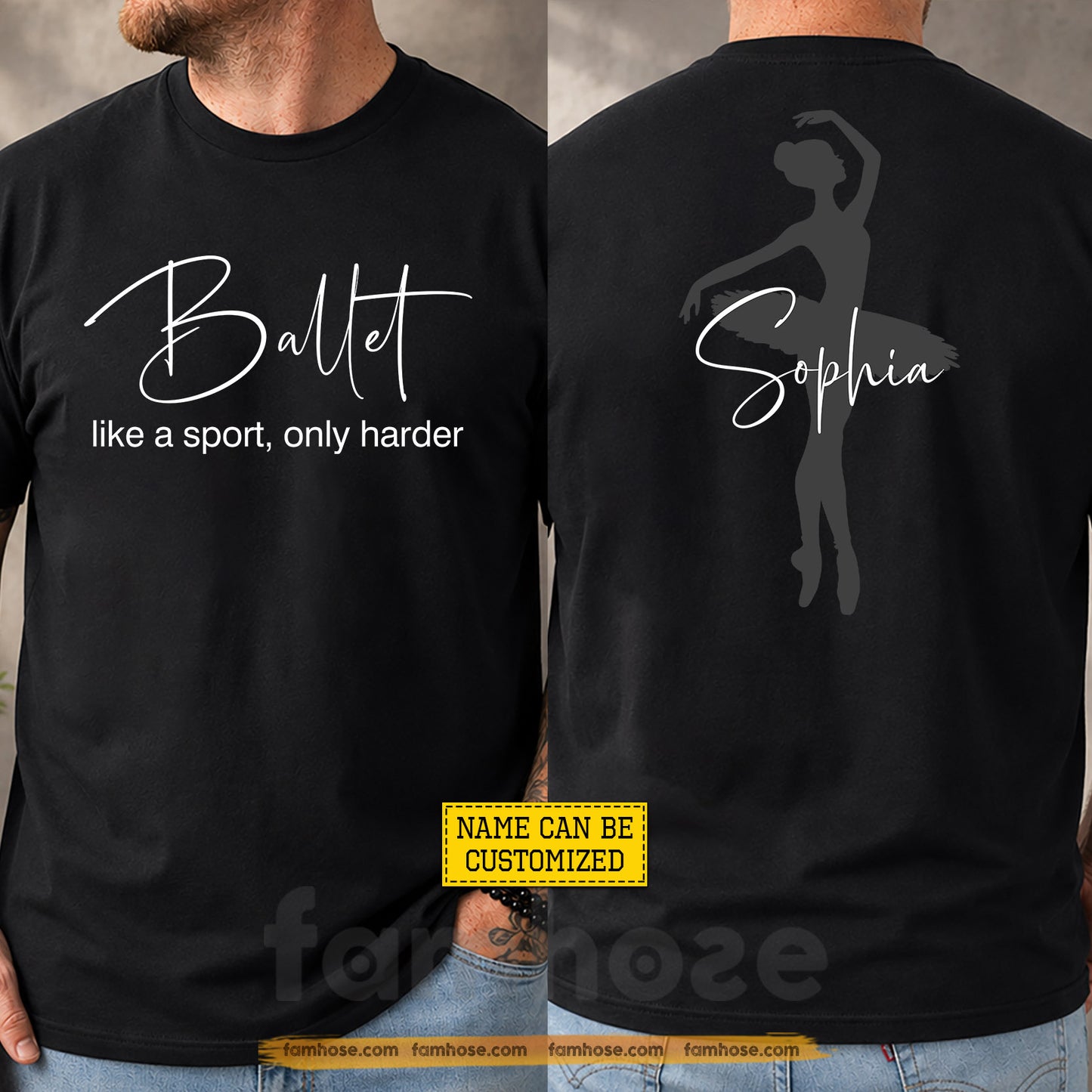 Personalized Ballet Two-sided T-shirt, Like A Sport Only Harder Tees Gift For Ballet Lover