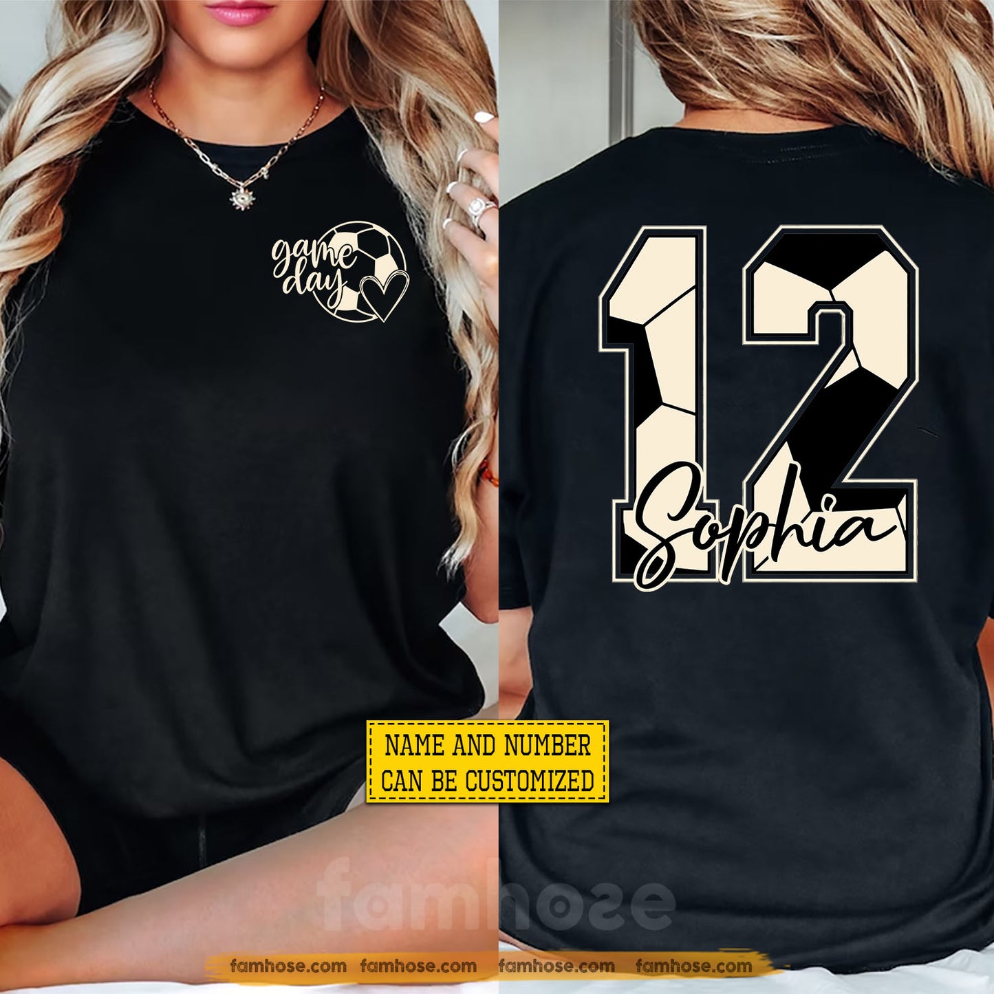 Personalized Soccer Two-sided T-shirt, Game Day Sport Tees Gift For Soccer Lovers