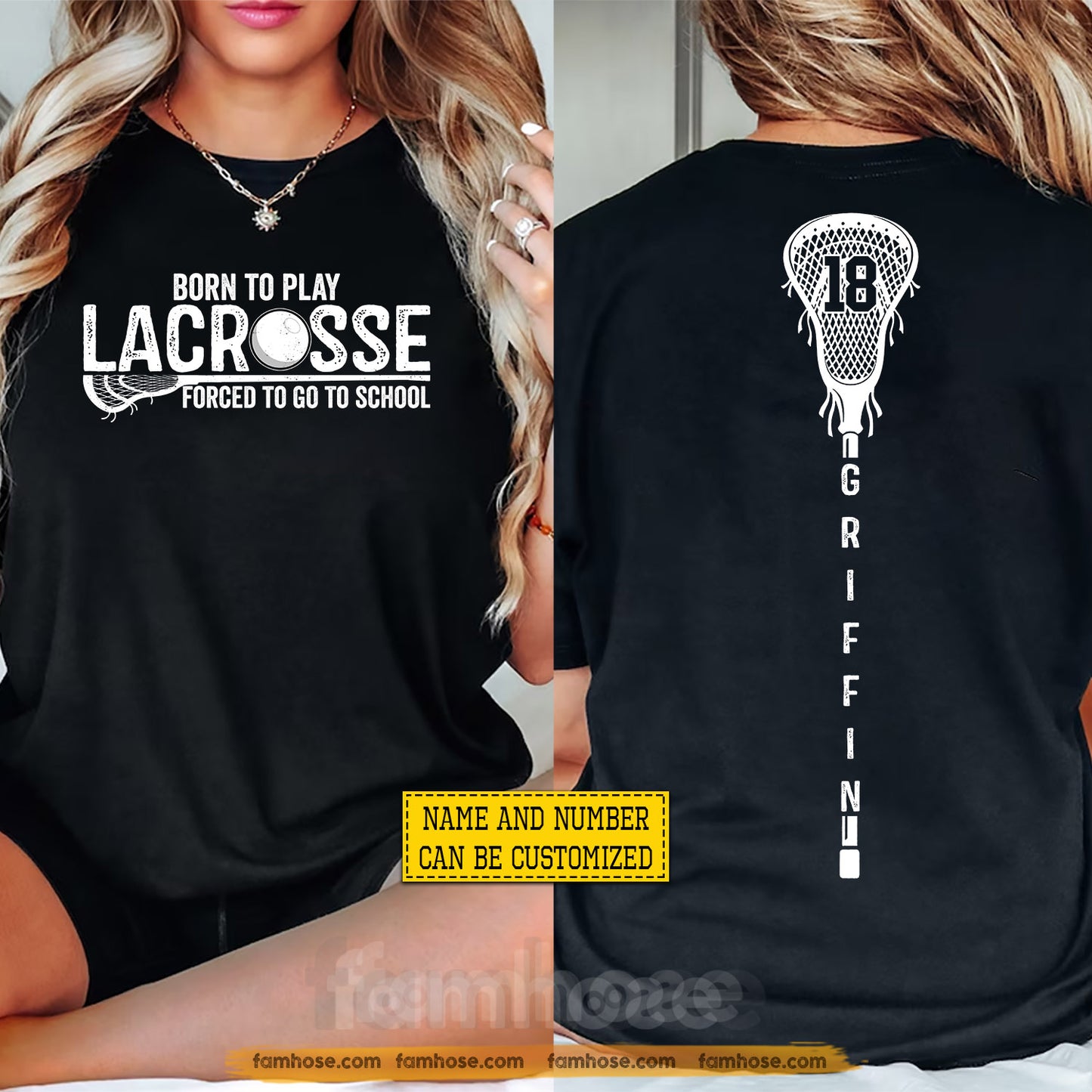 Personalized Lacrosse First Day Of School Two-sided T-shirt, Born To Play Lacrosse Back To School Sport Tees, Student Gift For Lacrosse Lover