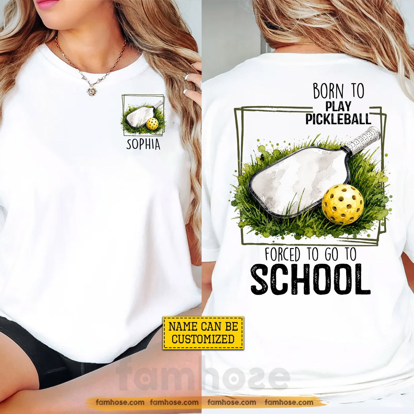 Personalized Pickleball First Day Of School Two-sided T-shirt, Born To Play Pickleball Back To School Sport Tees, Student Gift For Pickleball Lover