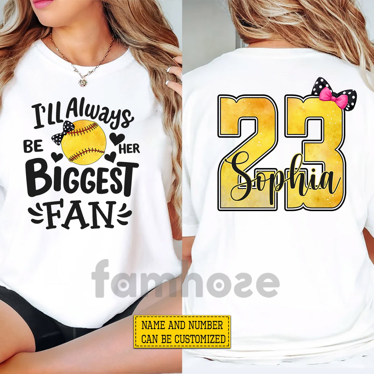 Personalized Softball Two-sided T-shirt, I'll Always Be Her Biggest Fan Tees Gift For Softball Lovers