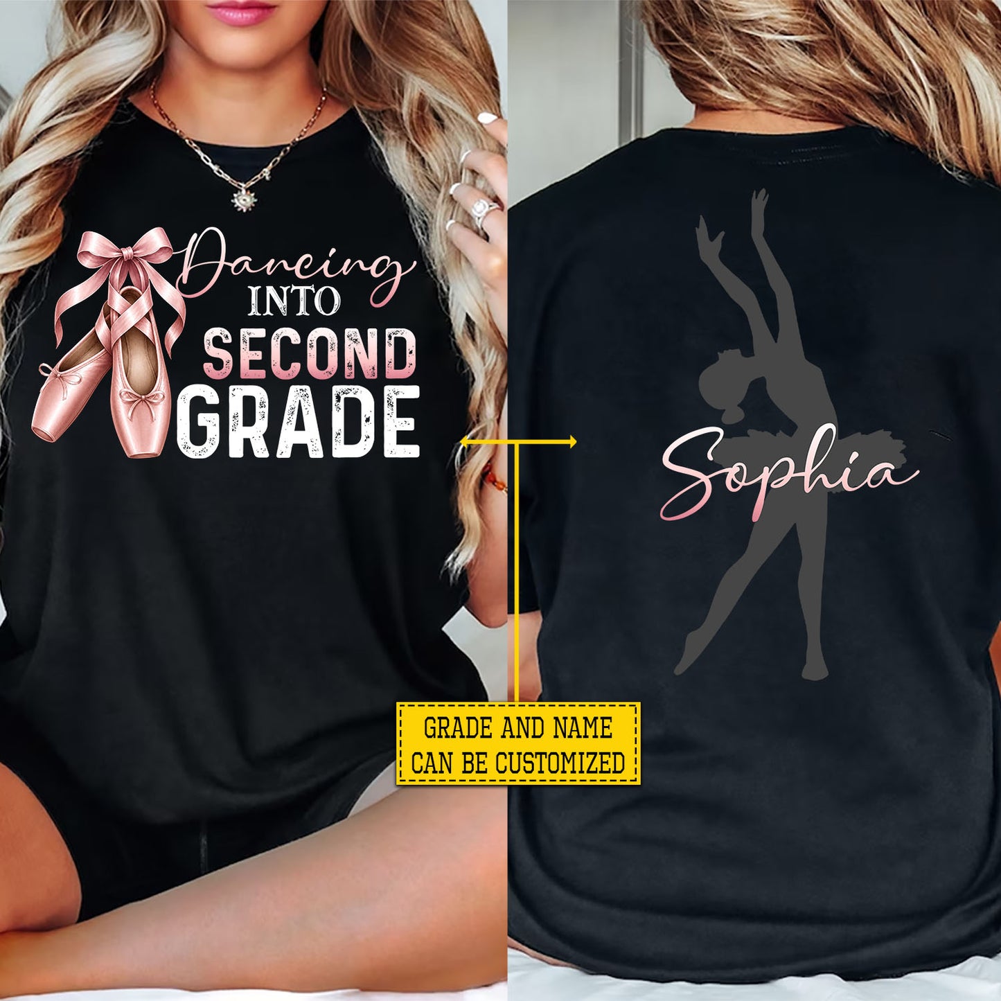 Personalized Ballet Back To School Kid Two-sided T-shirt, Pointe Shoes And Big Dreams Preschool Tees Elementary School Student Gift For Ballet Lover