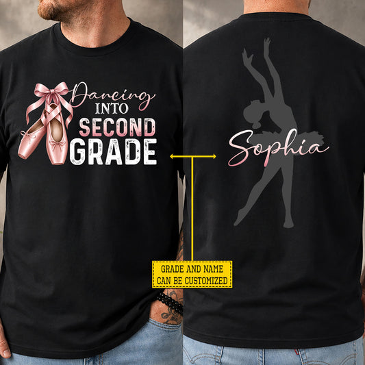 Personalized Ballet Back To School Kid Two-sided T-shirt, Pointe Shoes And Big Dreams Preschool Tees Elementary School Student Gift For Ballet Lover