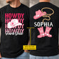 Personalized Rodeo Cowgirl Cowboy Back To School Kid Two-sided T-shirt, Howdy Preschool Tees Elementary School Student Gift For Rodeo Lover