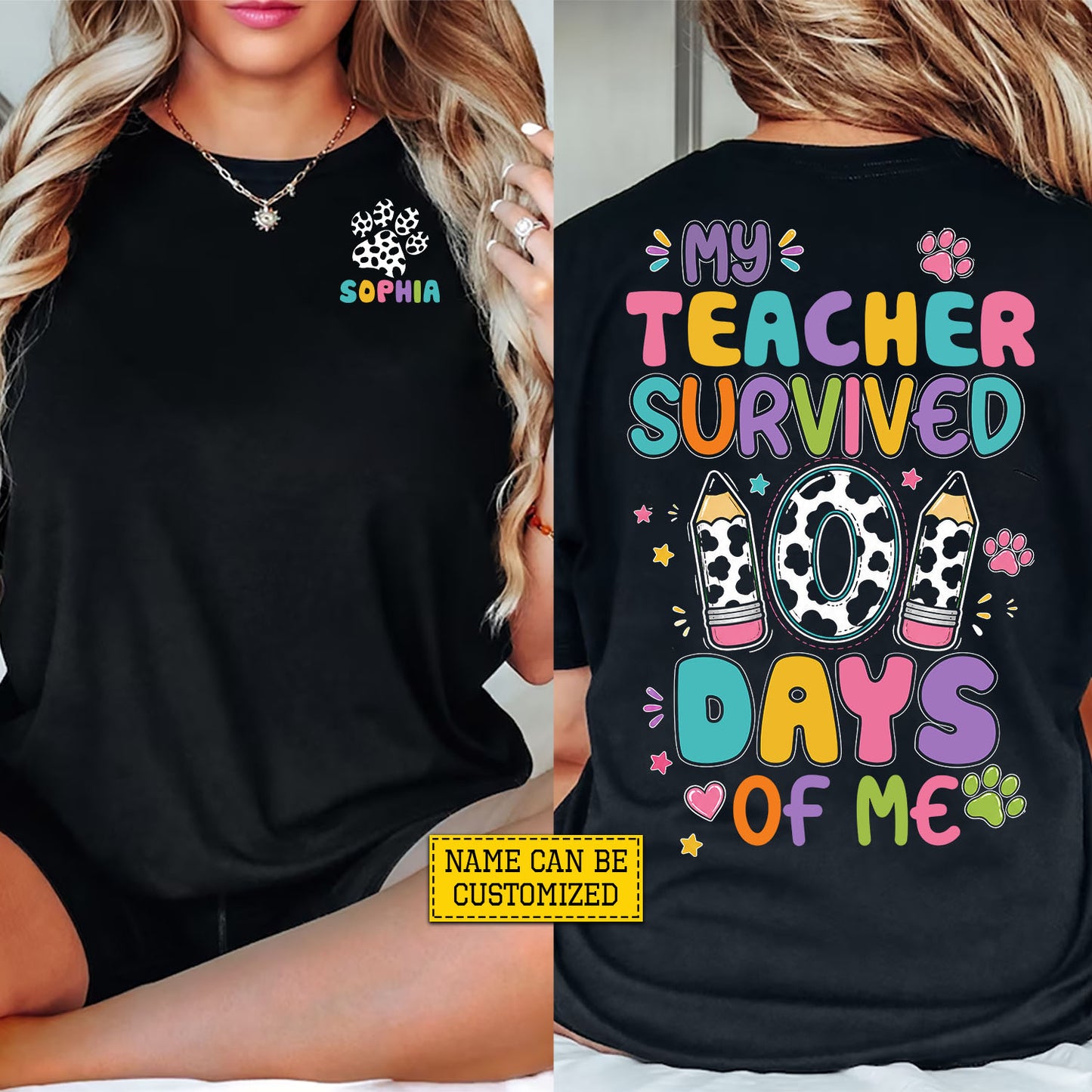Personalized Dalmatian Dog First Day Of School Two-sided T-shirt, My Teacher Survived 101 Days Of Me Back To School Tees, Student Gift For Dalmatian Lover