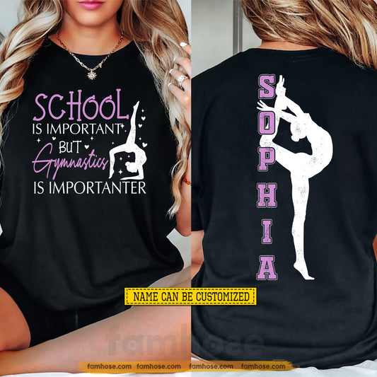 Personalized Gymnastics First Day Of School Two-sided T-shirt, School Is Important Back To School Sport Tees, Student Gift For Gymnastics Lover