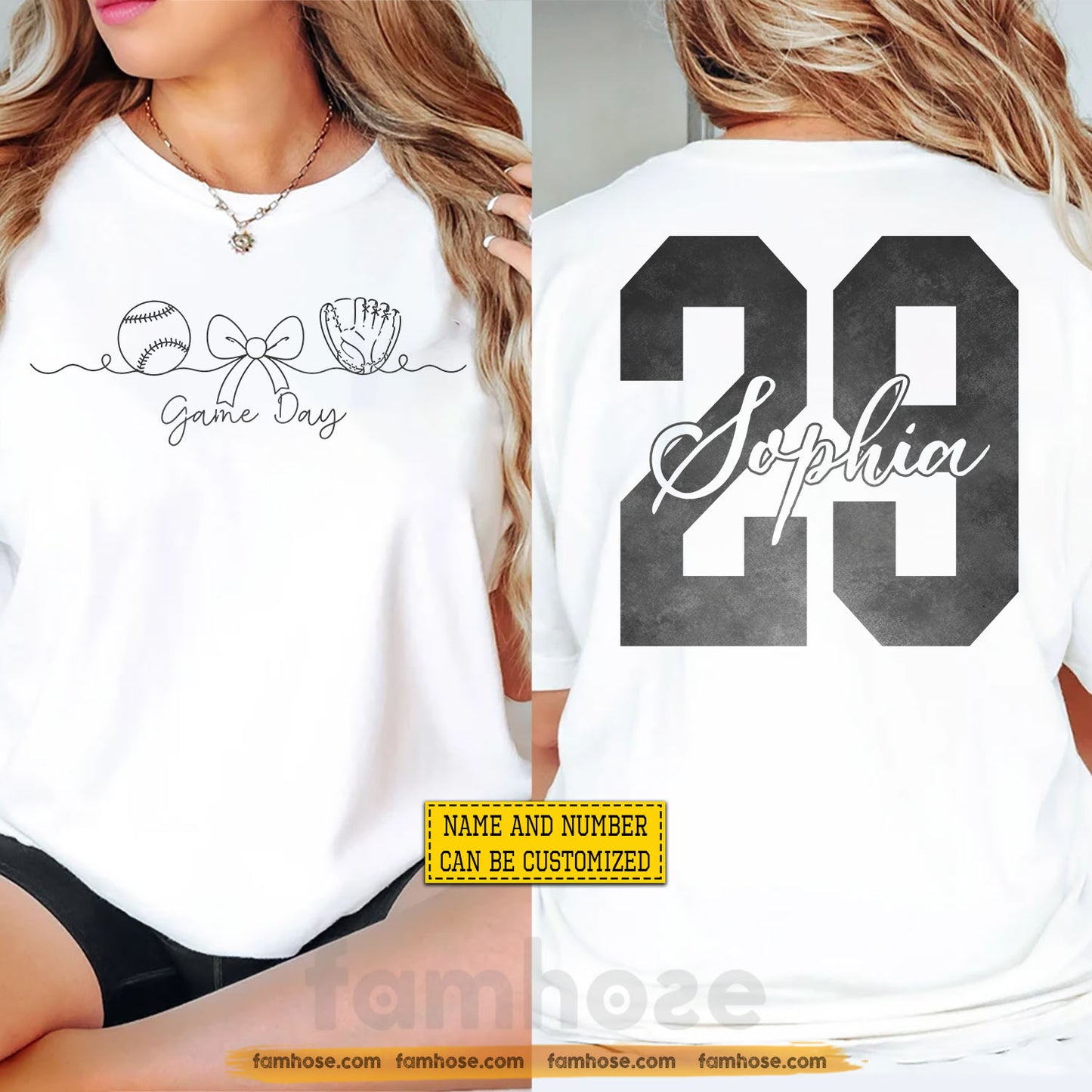 Personalized Baseball Two-sided T-shirt, Game Day Sport Tees Gift For Baseball Lover