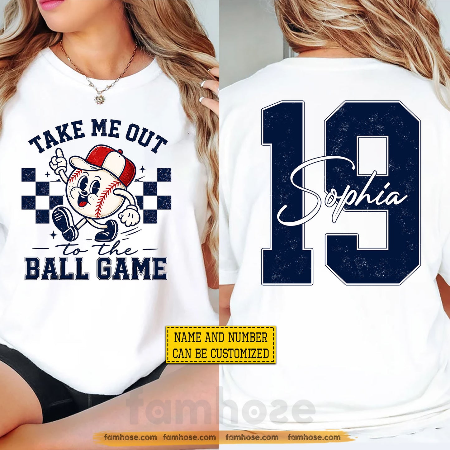 Personalized Baseball Two-sided T-shirt, Take Me Out To The Ball Game Sport Tees Gift For Baseball Lover