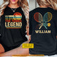 Vintage Personalized Tennis Two-sided T-shirt, The Man The Myth The Tennis Legend Sport Tees Gift For Tennis Lover