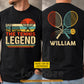 Vintage Personalized Tennis Two-sided T-shirt, The Man The Myth The Tennis Legend Sport Tees Gift For Tennis Lover