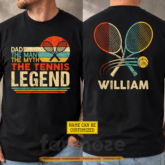 Vintage Personalized Tennis Two-sided T-shirt, The Man The Myth The Tennis Legend Sport Tees Gift For Tennis Lover