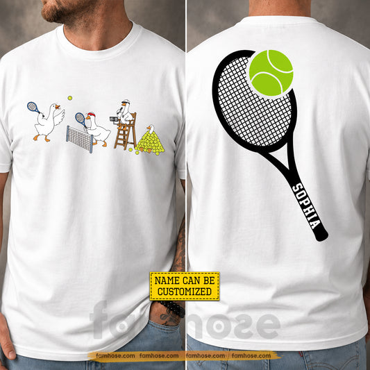 Personalized Tennis Two-sided T-shirt, Serve Like A Goose Sport Tees Gift For Tennis Lover