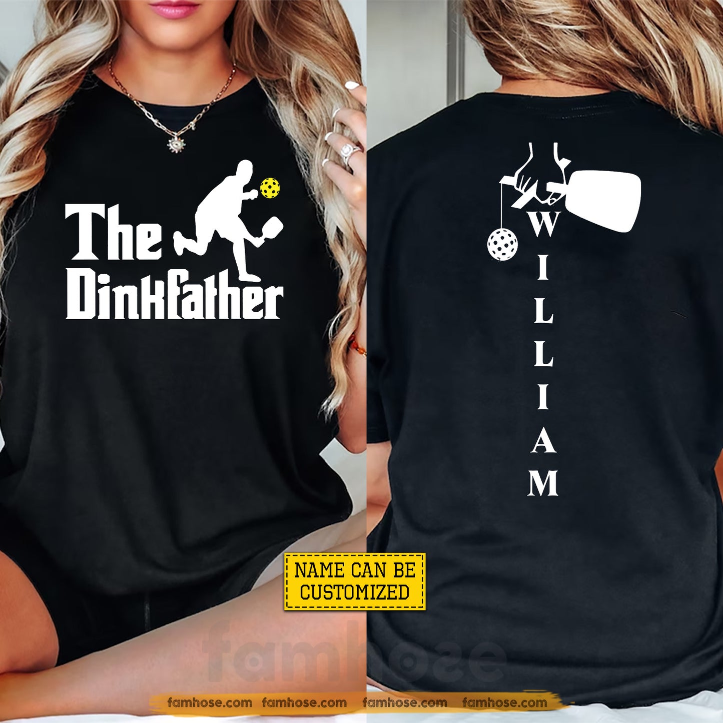 Personalized Pickleball Two-sided T-shirt, The Dinkfather Sport Tees Gift For Pickleball Lover