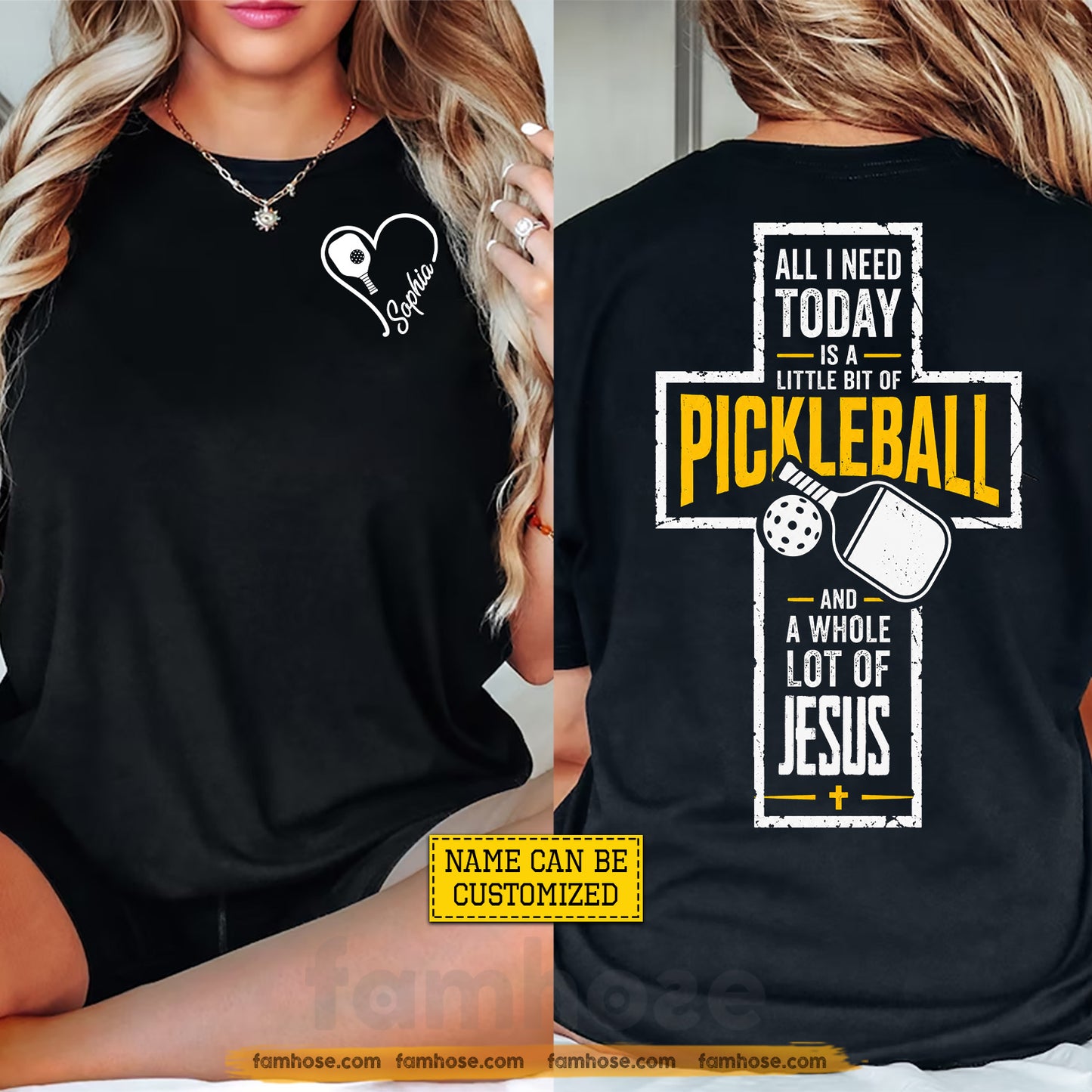 Personalized Pickleball & Jesus Two-sided T-shirt, All I Need Today Sport Tees Gift For Christians, Pickleball Lover