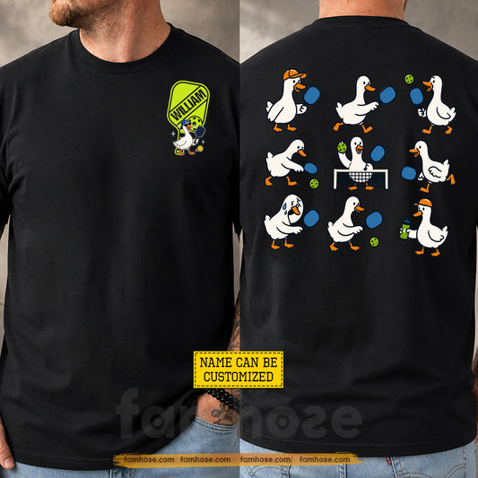 Personalized Pickleball & Duck Two-sided T-shirt, Dink Responsibly Sport Tees Gift For Pickleball Lover