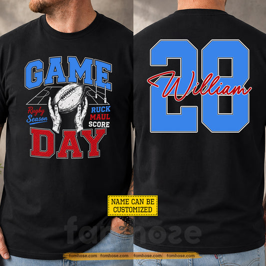 Personalized Rugby Two-sided T-shirt, Game Day Rugby Season Sport Tees Gift For Rugby Lover