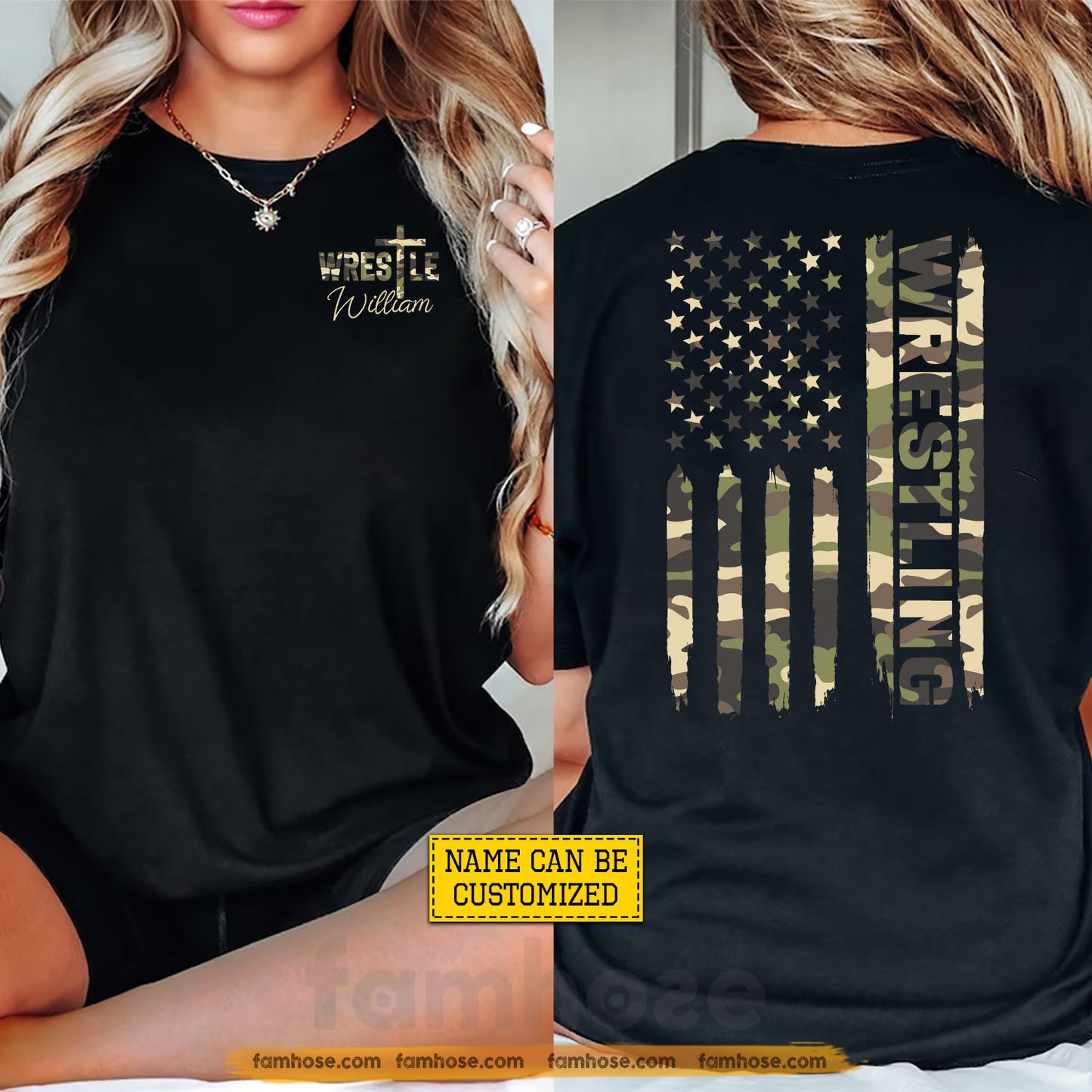 Personalized Wrestling USA Two-sided T-shirt, Built For The Mat Sport Tees Gift For Wrestling Lover