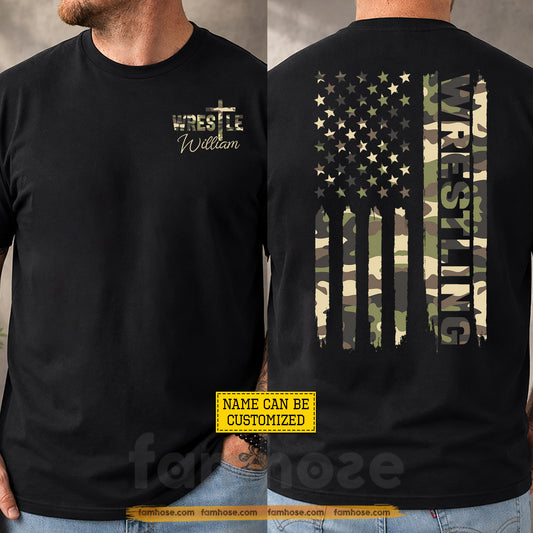 Personalized Wrestling USA Two-sided T-shirt, Built For The Mat Sport Tees Gift For Wrestling Lover