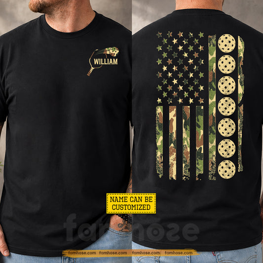 Personalized Pickleball USA Two-sided T-shirt, Dink Drive Dominate Sport Tees Gift For Pickleball Lover