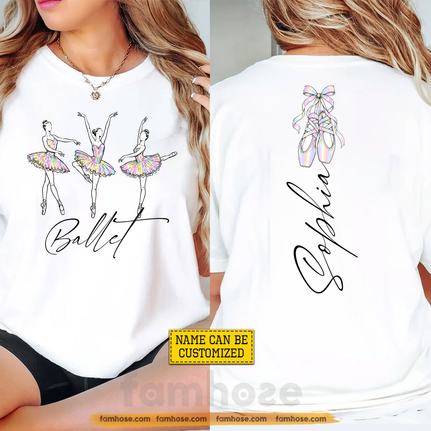 Personalized Ballet Two-sided T-shirt, Dance With Grace Tees Gift For Ballet Lover