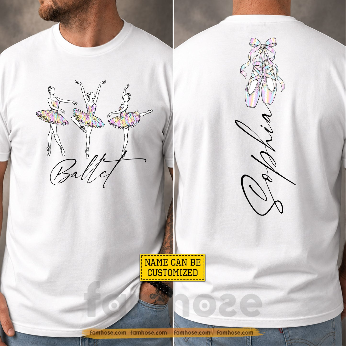 Personalized Ballet Two-sided T-shirt, Dance With Grace Tees Gift For Ballet Lover