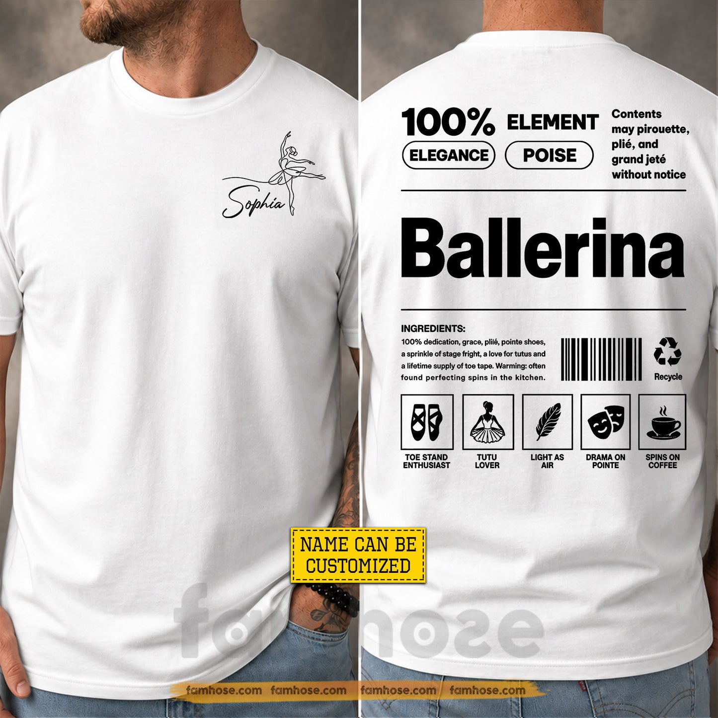 Personalized Ballet Two-sided T-shirt, 100% Certified Ballerina Tees Gift For Ballet Lover