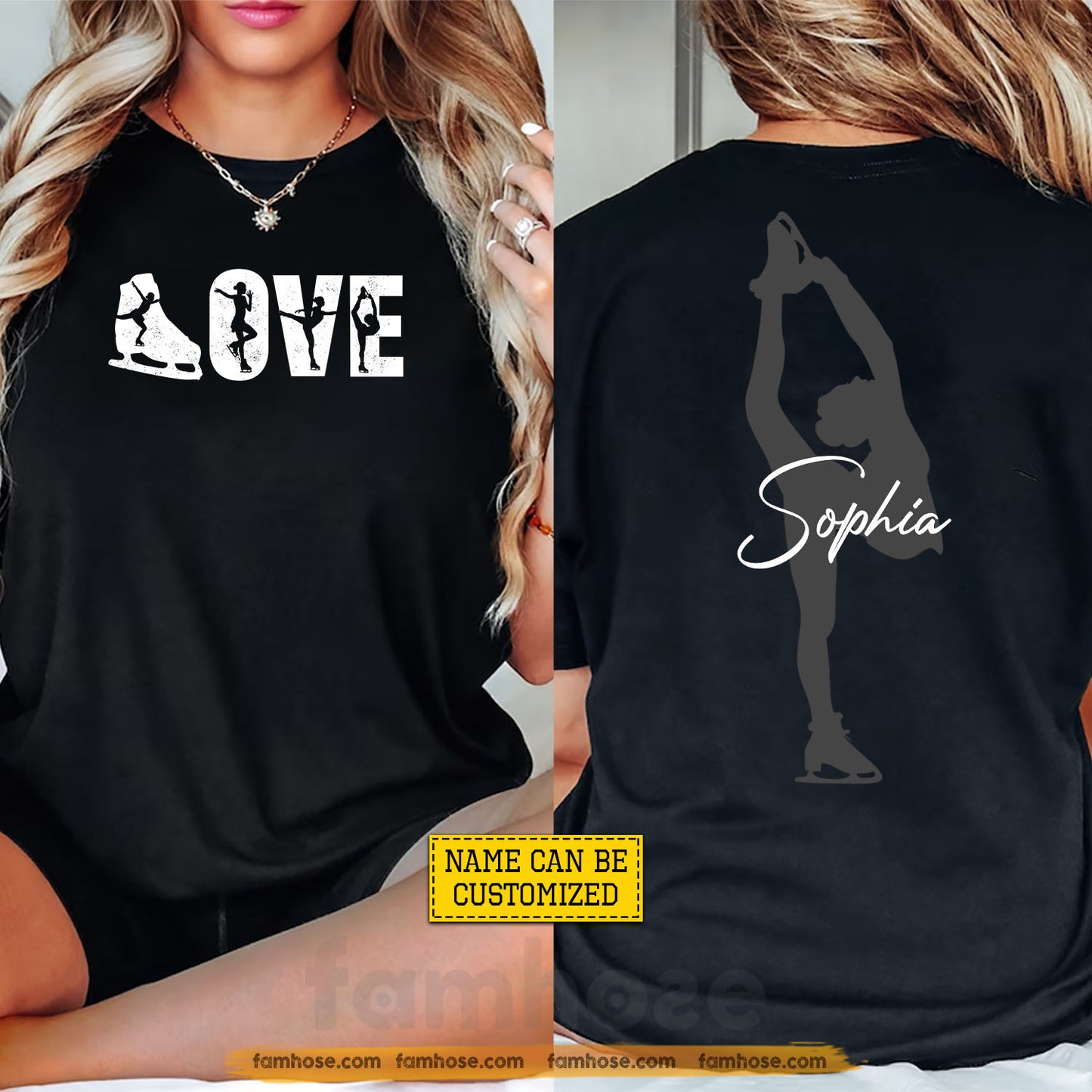 Personalized Ice Skating Two-sided T-shirt, Love Sport Tees Gift For Ice Skating Lover
