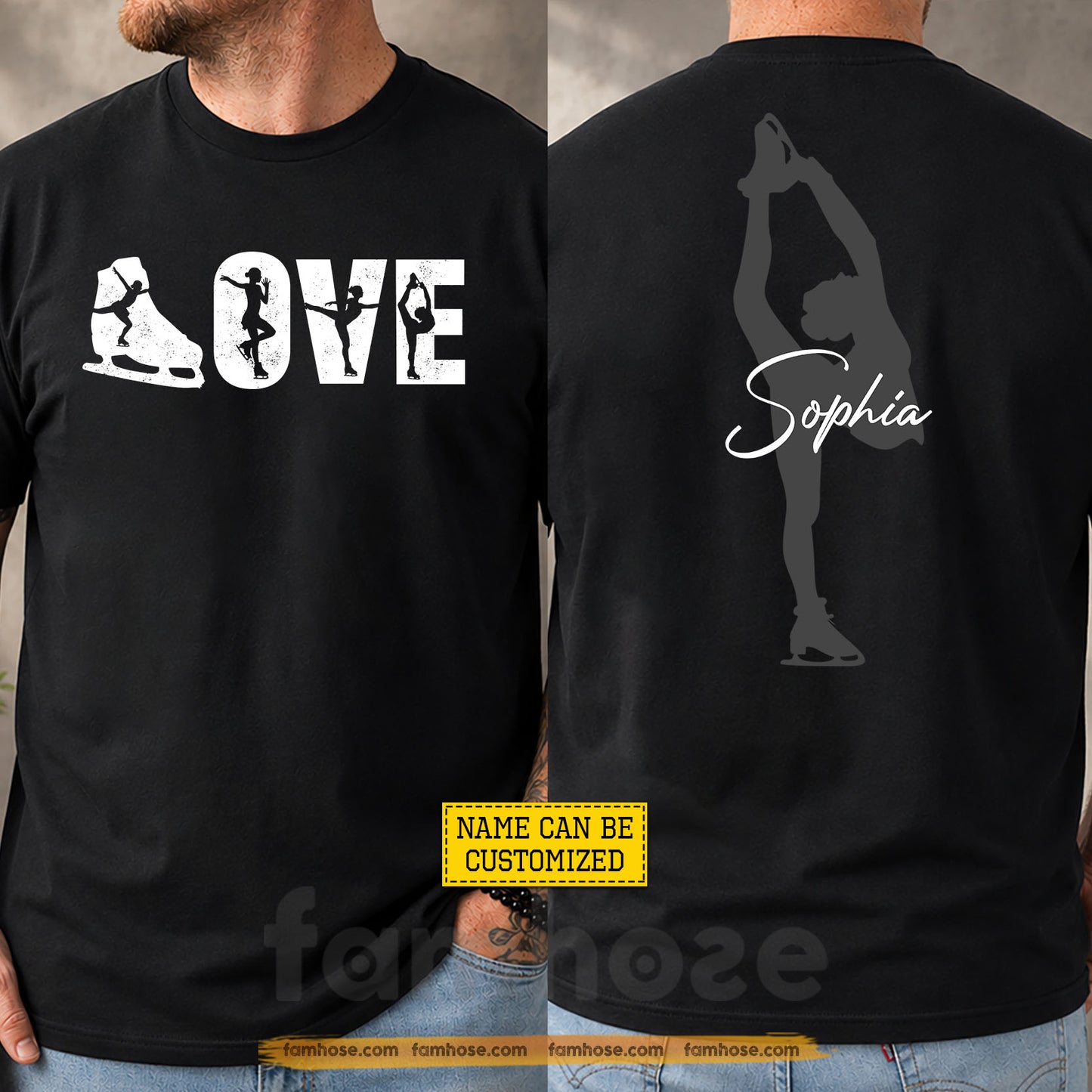 Personalized Ice Skating Two-sided T-shirt, Love Sport Tees Gift For Ice Skating Lover