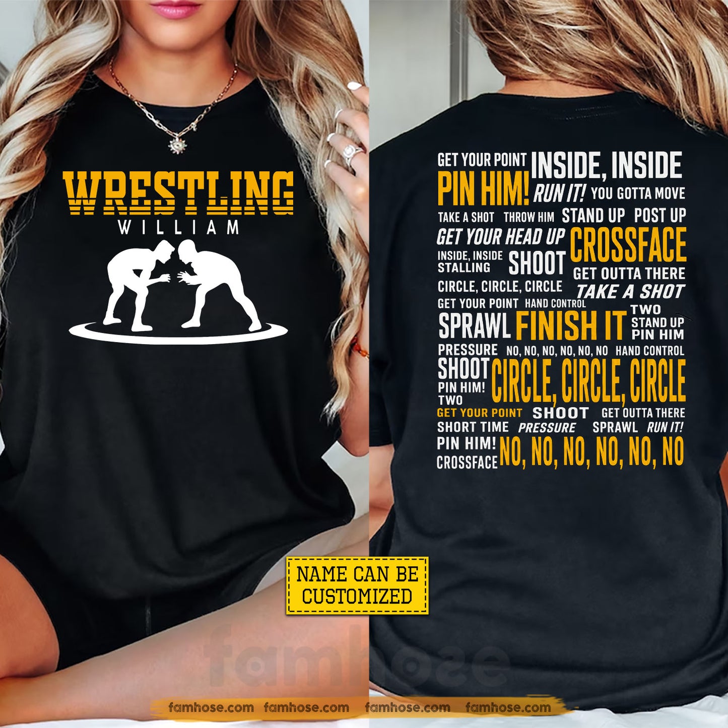 Personalized Wrestling Two-sided T-shirt, Circle Shoot Finish Sport Tees Gift For Wrestling Lover