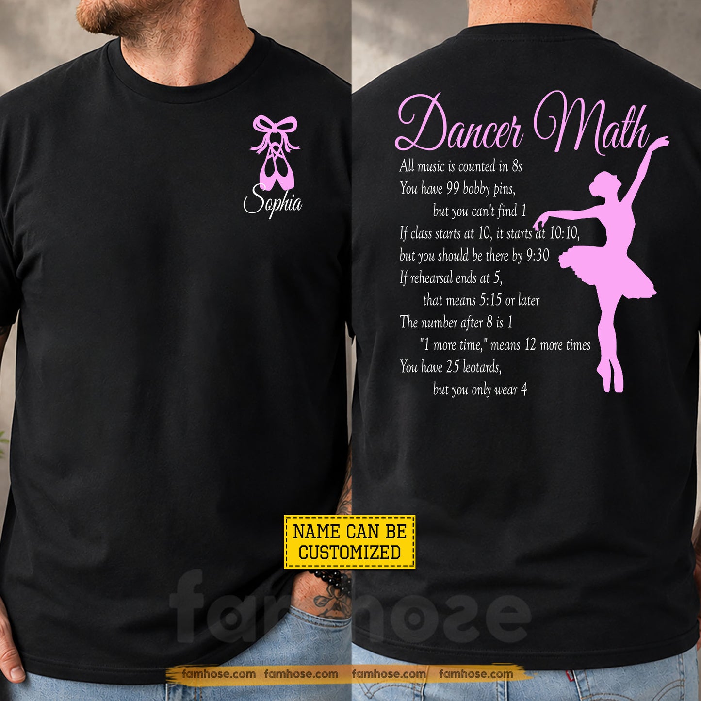 Personalized Ballet Two-sided T-shirt, Dancer Math Tees Gift For Ballet Lover