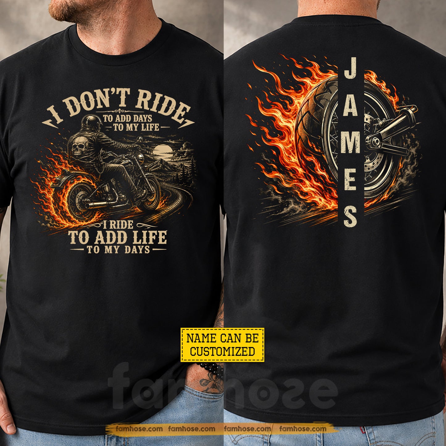 Personalized Motorcycle Two-sided T-shirt, I Ride To Add Life To My Days Tees Gift For Bikers