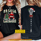 Personalized Christmas Lacrosse Two-sided T-shirt, Fa La La Lacrosse Sport Tees, Xmas Gift For Lacrosse Lover