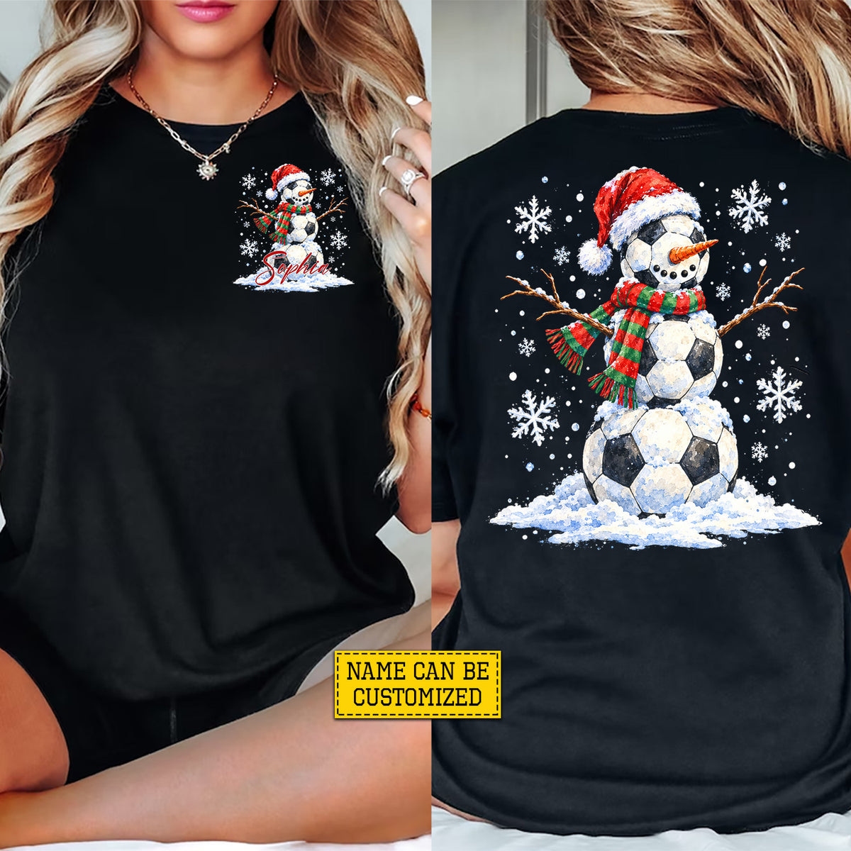 Funny Personalized Christmas Soccer Snowman Two-sided T-shirt, Snow Much Soccer Sport Tees, Xmas Gift For Soccer Lover