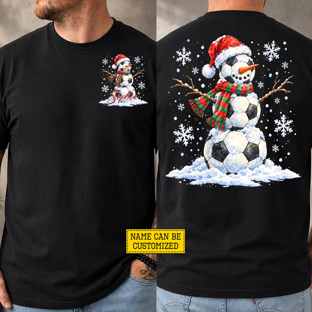 Funny Personalized Christmas Soccer Snowman Two-sided T-shirt, Snow Much Soccer Sport Tees, Xmas Gift For Soccer Lover