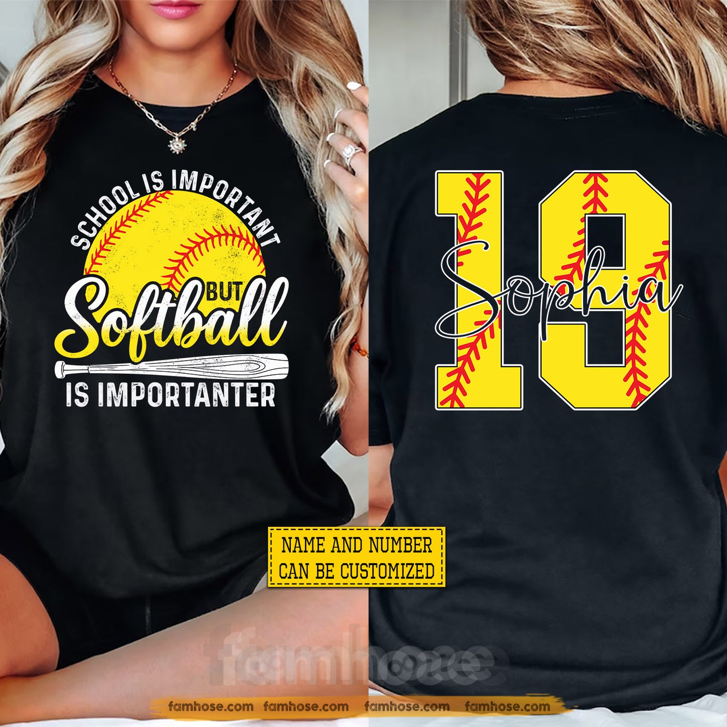 Personalized Softball First Day Of School Two-sided T-shirt, School Is Important Back To School Sport Tees, Student Gift For Softball Lover