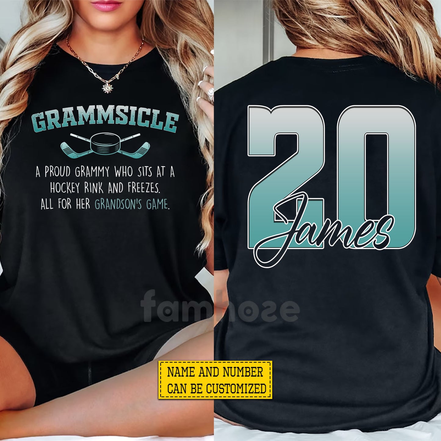 Personalized Hockey Grandma Two-side T-shirt, Grammisicle A Proud Grammy Tees Gift For Hockey Lovers