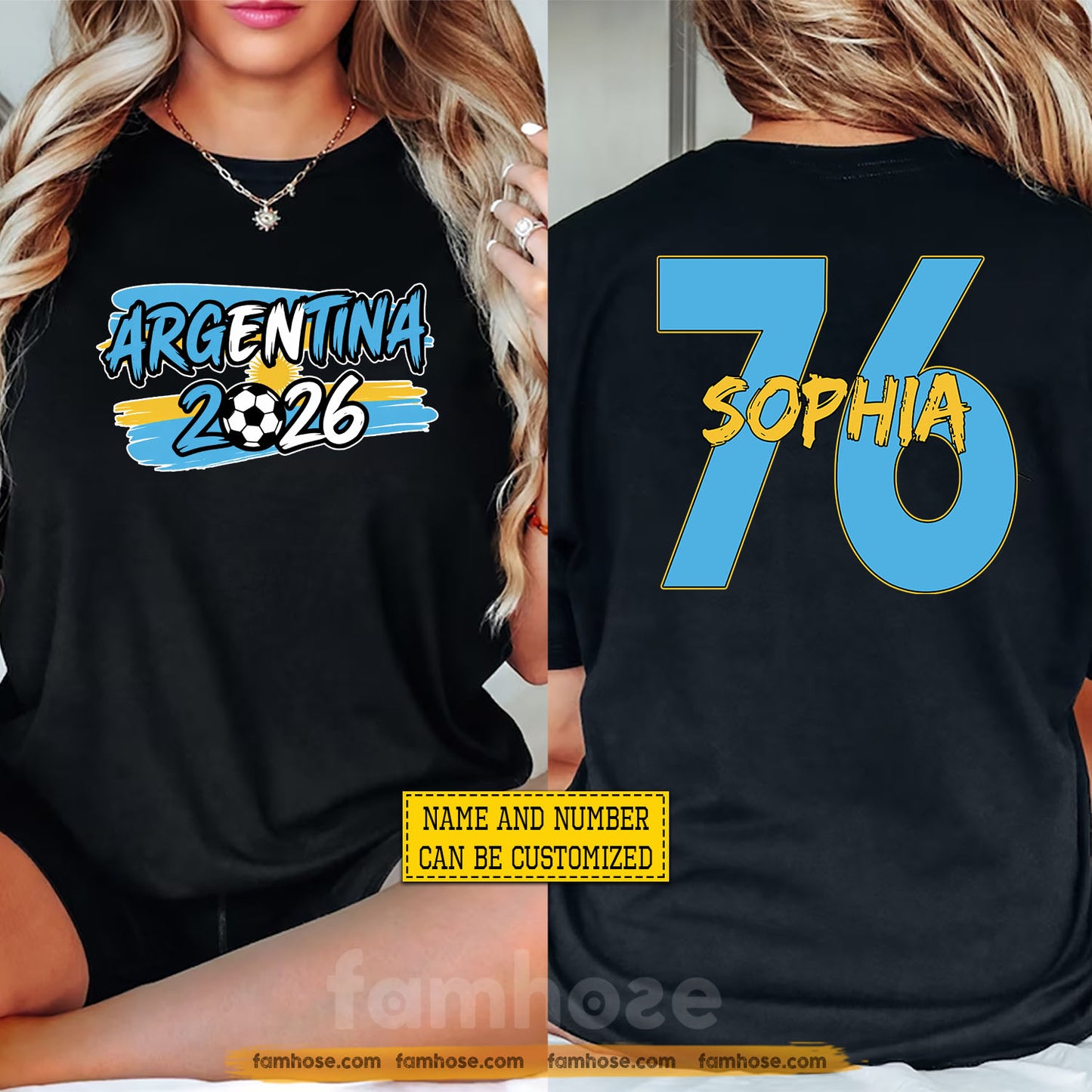 Personalized International Soccer Championship 2026 Two-sided T-shirt, Custom National Football Club Fan Tees Sport Gift