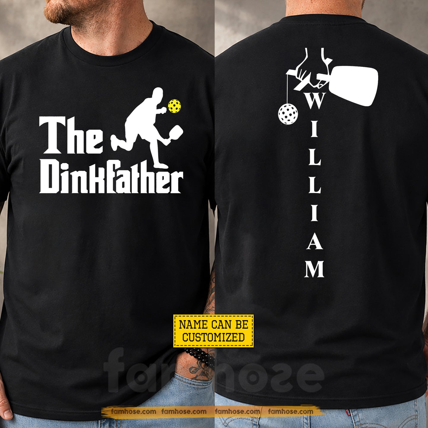 Personalized Pickleball Two-sided T-shirt, The Dinkfather Sport Tees Gift For Pickleball Lover