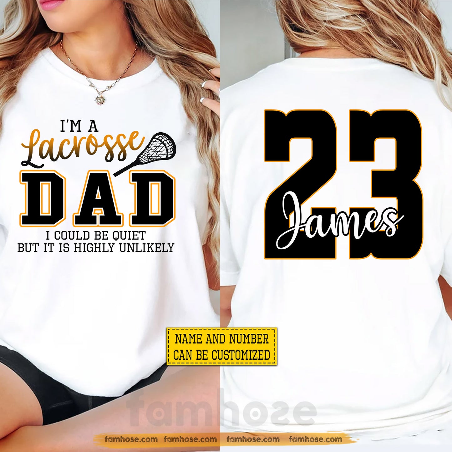 Funny Personalized Lacrosse Dad Two-sided T-shirt, I'm A Lacrosse Dad Tees Father's Day Gift For Lacrosse Lovers