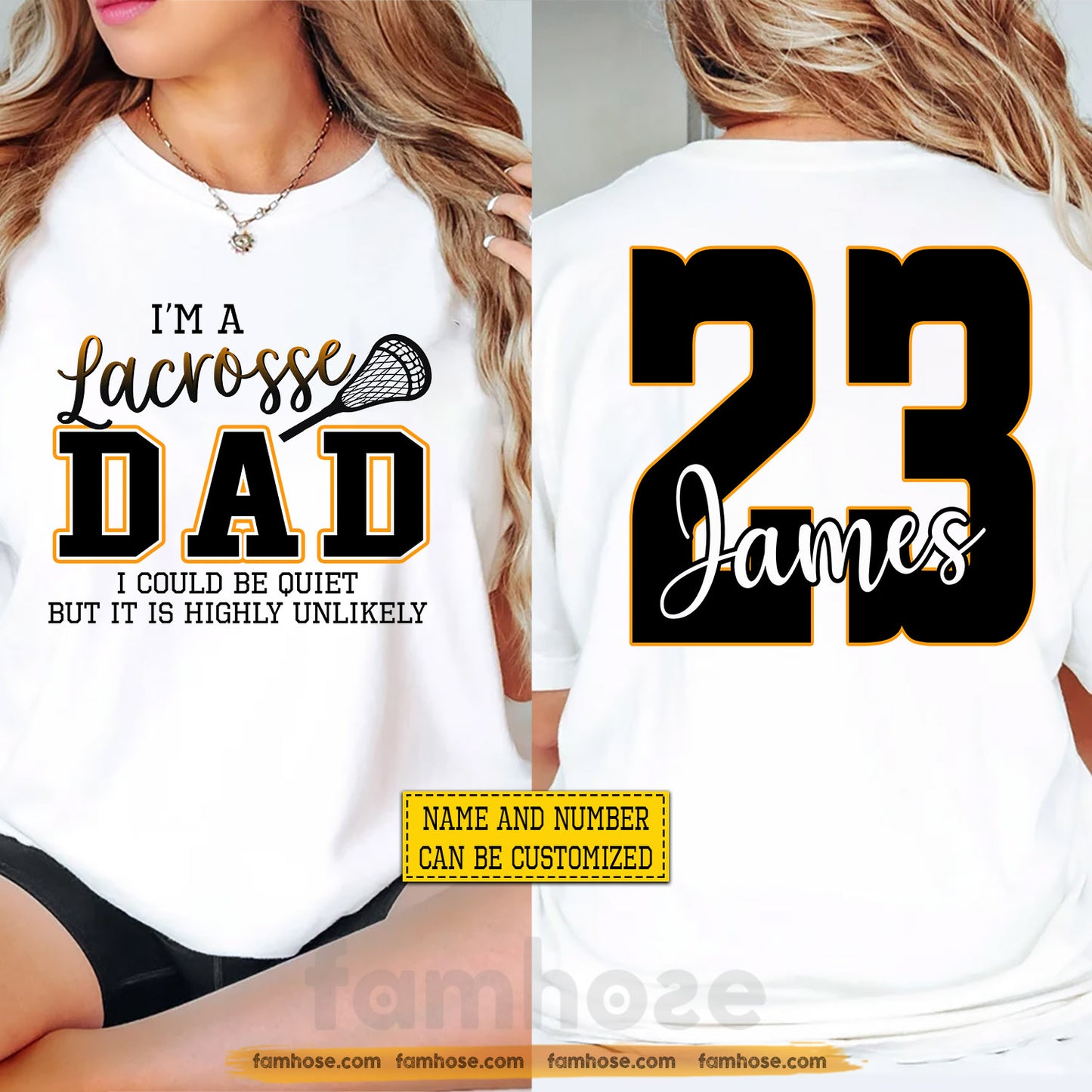 Funny Personalized Lacrosse Dad Two-sided T-shirt, I'm A Lacrosse Dad Tees Father's Day Gift For Lacrosse Lovers