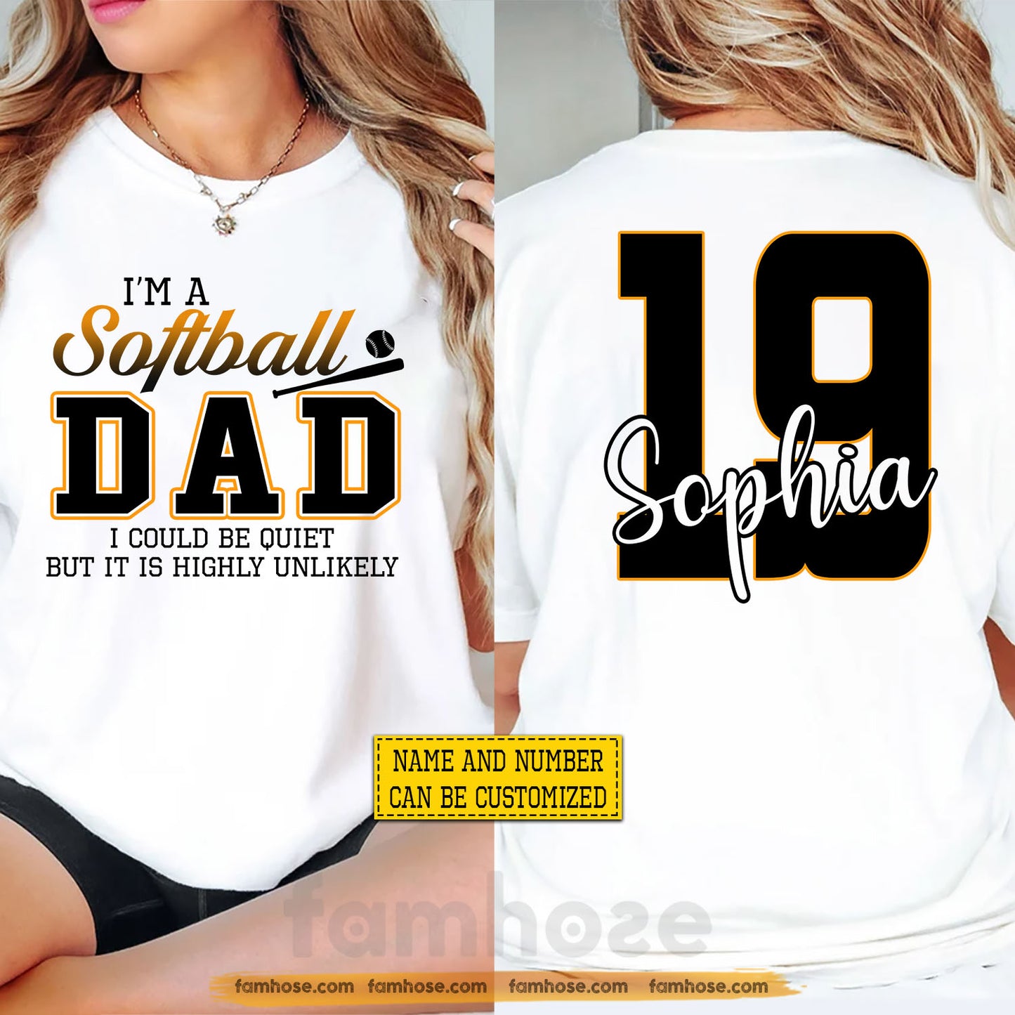 Funny Personalized Softball Dad Two-sided T-shirt, I'm A Softball Dad Tees Father's Day Gift For Softball Lovers