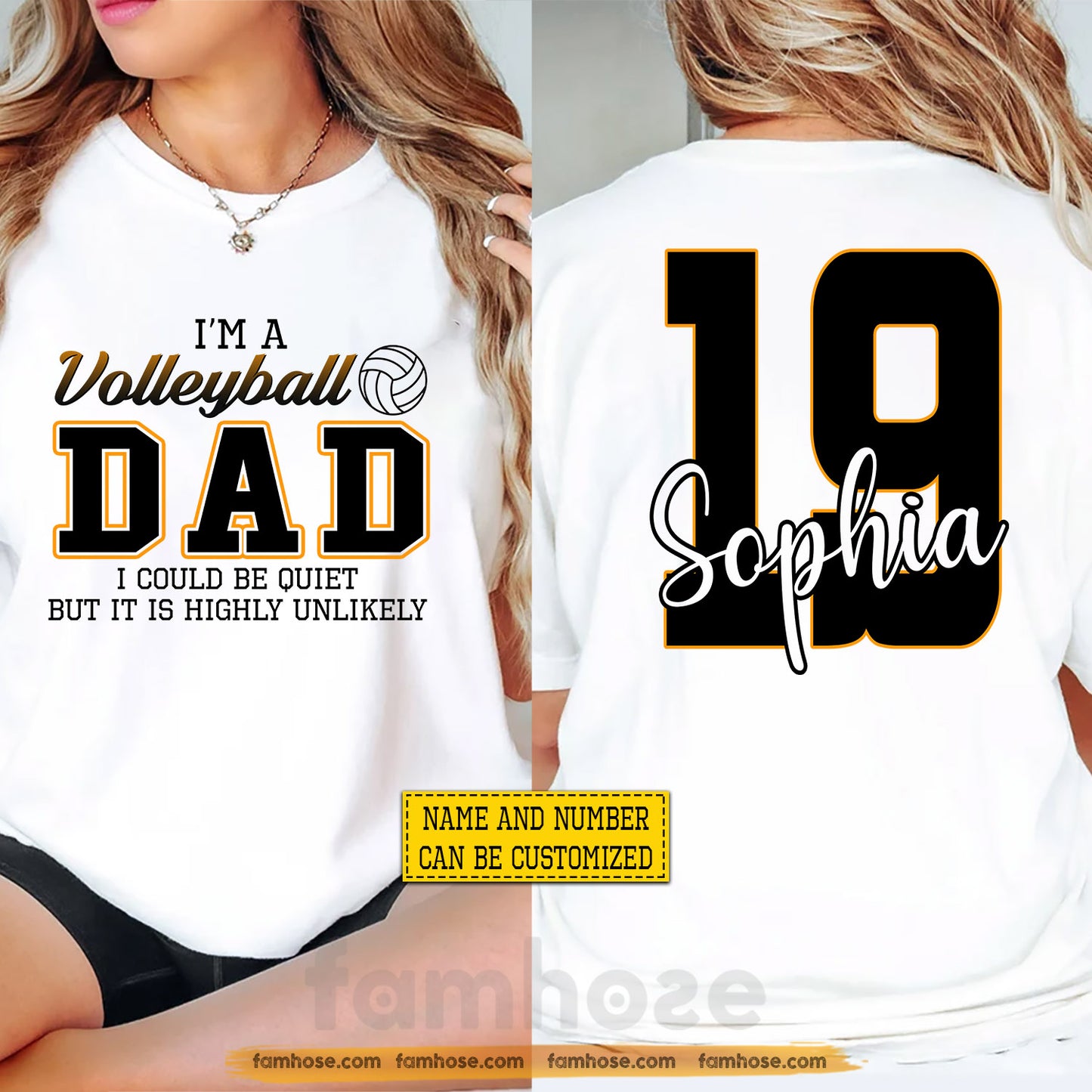 Funny Personalized Volleyball Dad Two-sided T-shirt, I'm A Volleyball Dad Tees Father's Day Gift For Volleyball Lovers