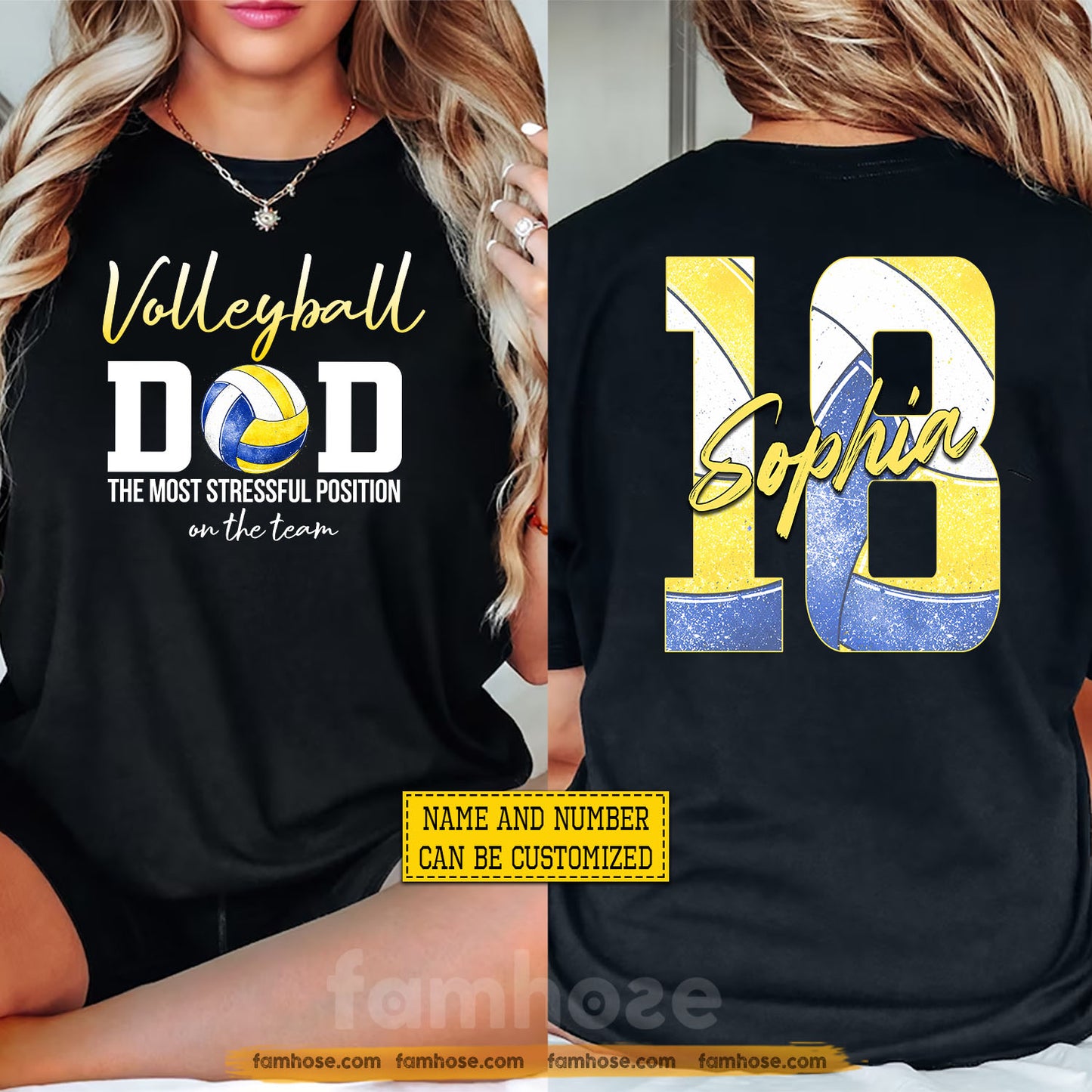 Funny Personalized Volleyball Dad Two-sided T-shirt, The Most Stressful Position Sport Tees Father's Day Gift For Volleyball Lovers