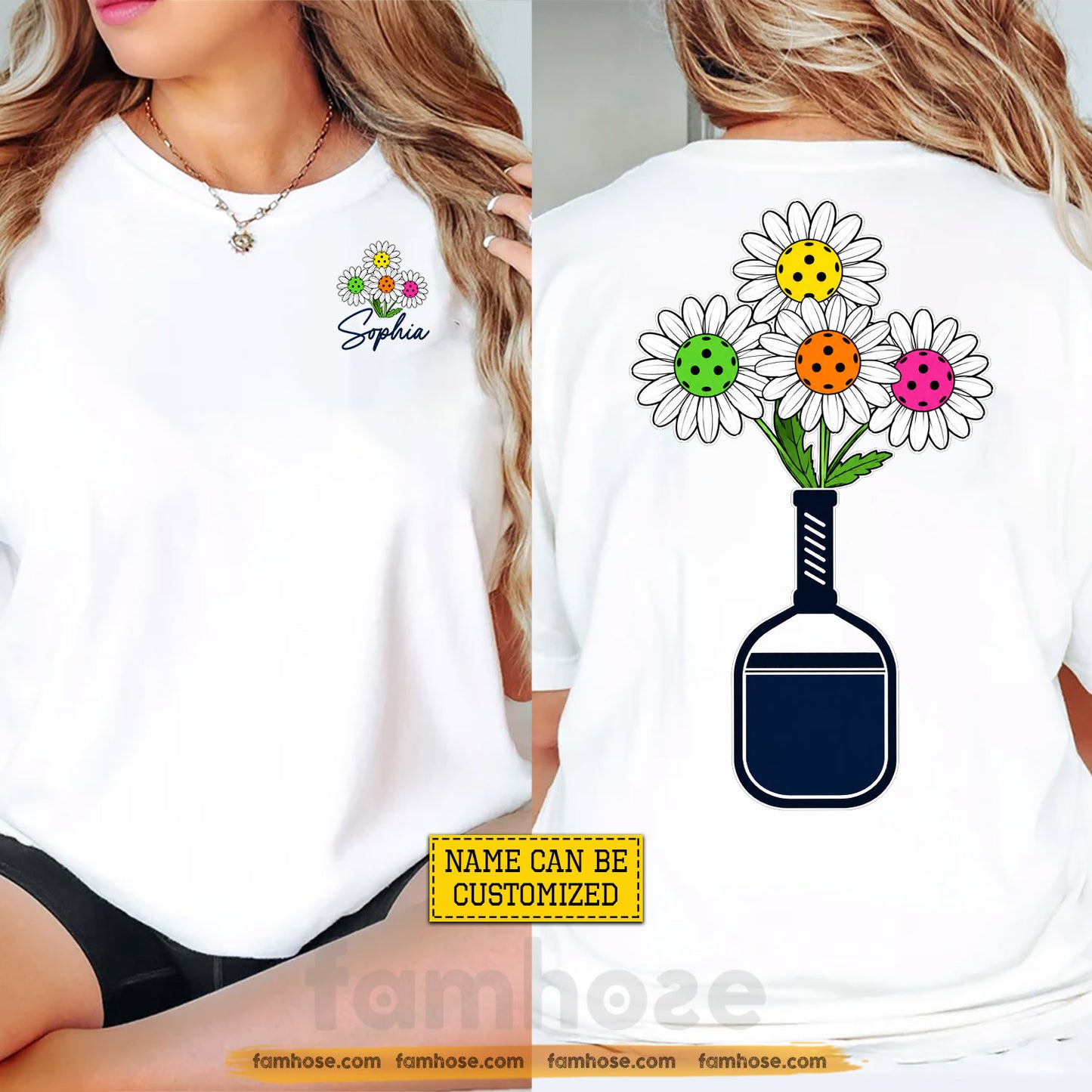 Personalized Pickleball Two-sided T-shirt, Bloom Where You Dink Sport Tees Gift For Pickleball Lover